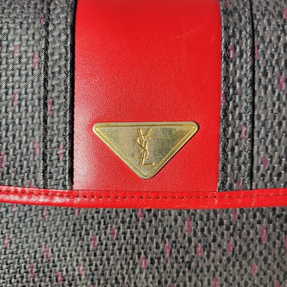 Yves Saint Laurent YSL Black Woven Flap Clutch Bag Red - Picture 5 of 10